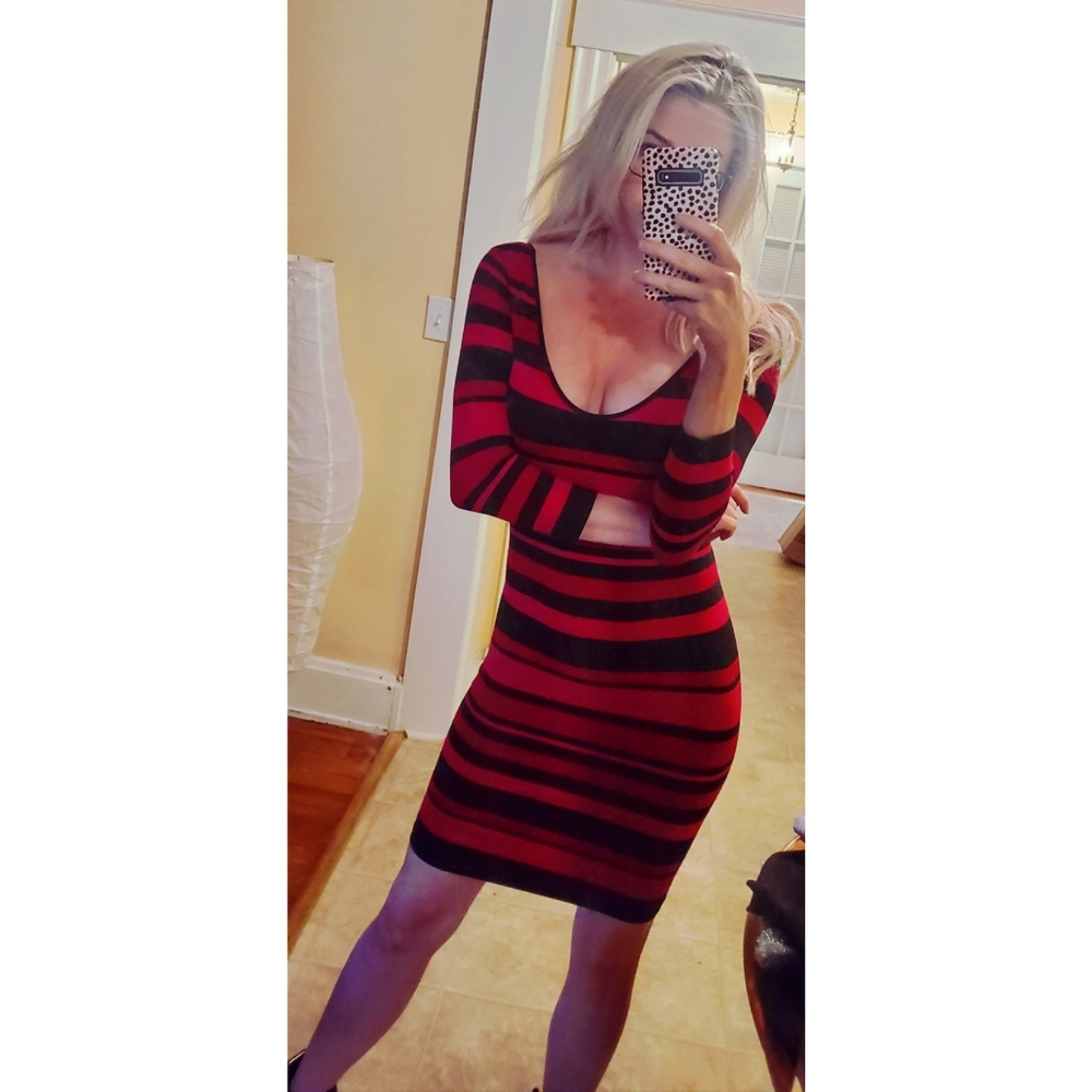 Bebe red & black minidress